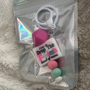 Pink & Mint Silicone Clip-On Charm Keychain